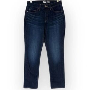 LEE Regular Fit Straight Leg Mid Rise Jeans in Dark Wash Denim NEW Size 8